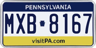 PA license plate MXB8167