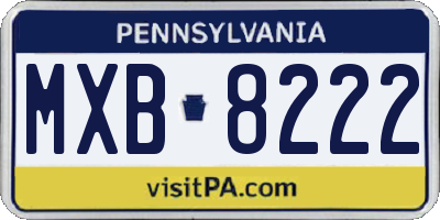 PA license plate MXB8222