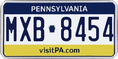 PA license plate MXB8454