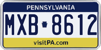 PA license plate MXB8612