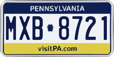 PA license plate MXB8721