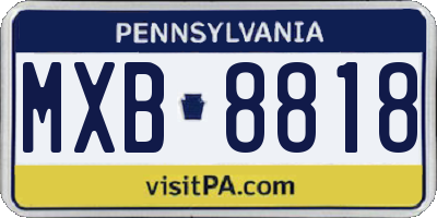 PA license plate MXB8818