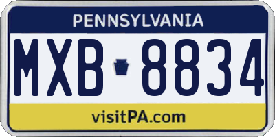 PA license plate MXB8834