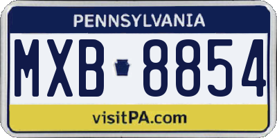 PA license plate MXB8854