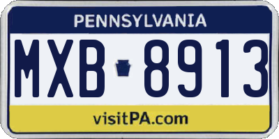 PA license plate MXB8913