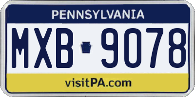 PA license plate MXB9078