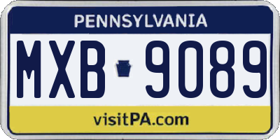 PA license plate MXB9089