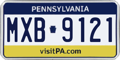 PA license plate MXB9121