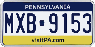 PA license plate MXB9153