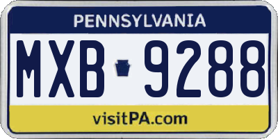 PA license plate MXB9288