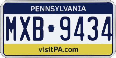 PA license plate MXB9434