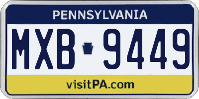 PA license plate MXB9449