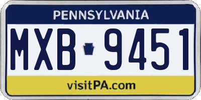 PA license plate MXB9451