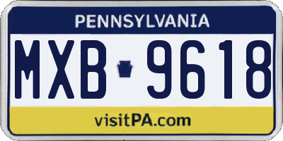 PA license plate MXB9618