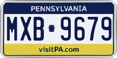PA license plate MXB9679