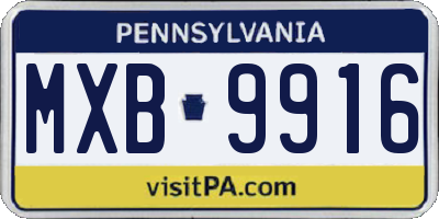 PA license plate MXB9916