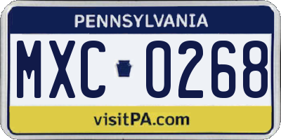 PA license plate MXC0268