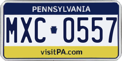 PA license plate MXC0557