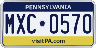 PA license plate MXC0570