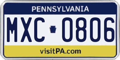 PA license plate MXC0806