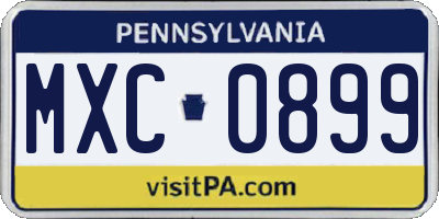 PA license plate MXC0899