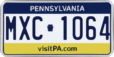 PA license plate MXC1064