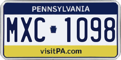 PA license plate MXC1098