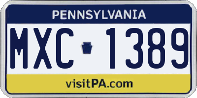 PA license plate MXC1389