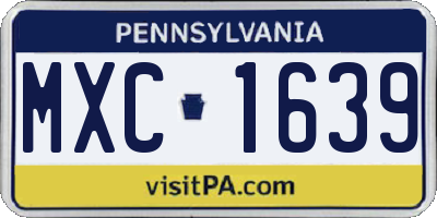 PA license plate MXC1639