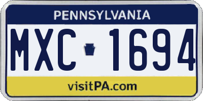 PA license plate MXC1694