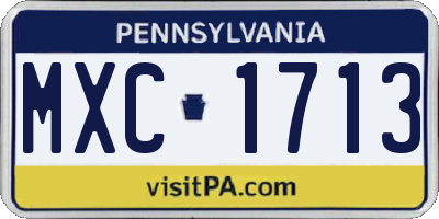 PA license plate MXC1713