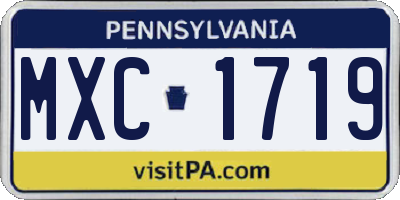 PA license plate MXC1719