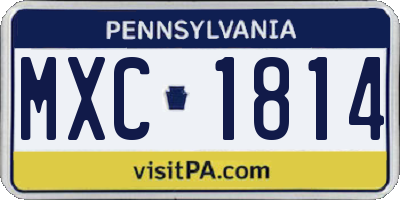 PA license plate MXC1814