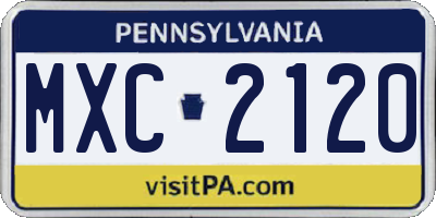 PA license plate MXC2120