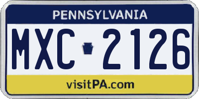PA license plate MXC2126
