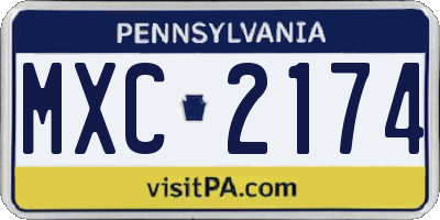 PA license plate MXC2174