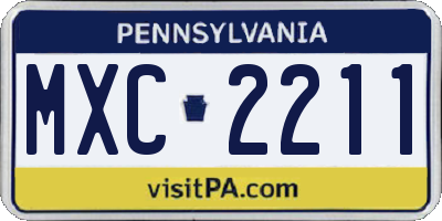 PA license plate MXC2211