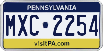 PA license plate MXC2254
