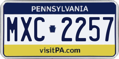 PA license plate MXC2257