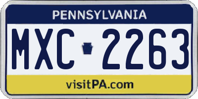 PA license plate MXC2263