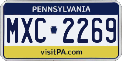 PA license plate MXC2269