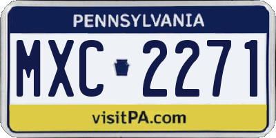 PA license plate MXC2271
