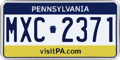 PA license plate MXC2371