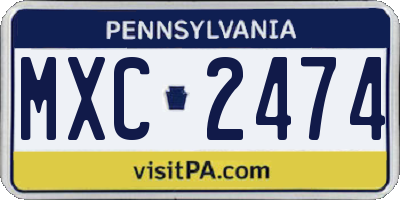 PA license plate MXC2474