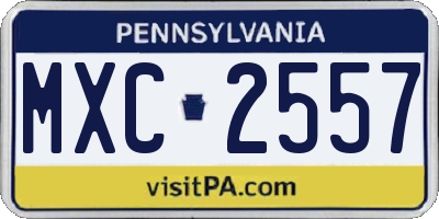 PA license plate MXC2557