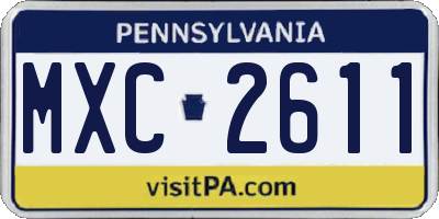 PA license plate MXC2611
