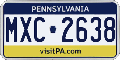 PA license plate MXC2638