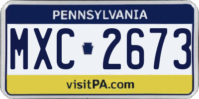 PA license plate MXC2673