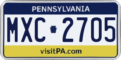 PA license plate MXC2705