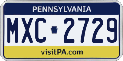 PA license plate MXC2729
